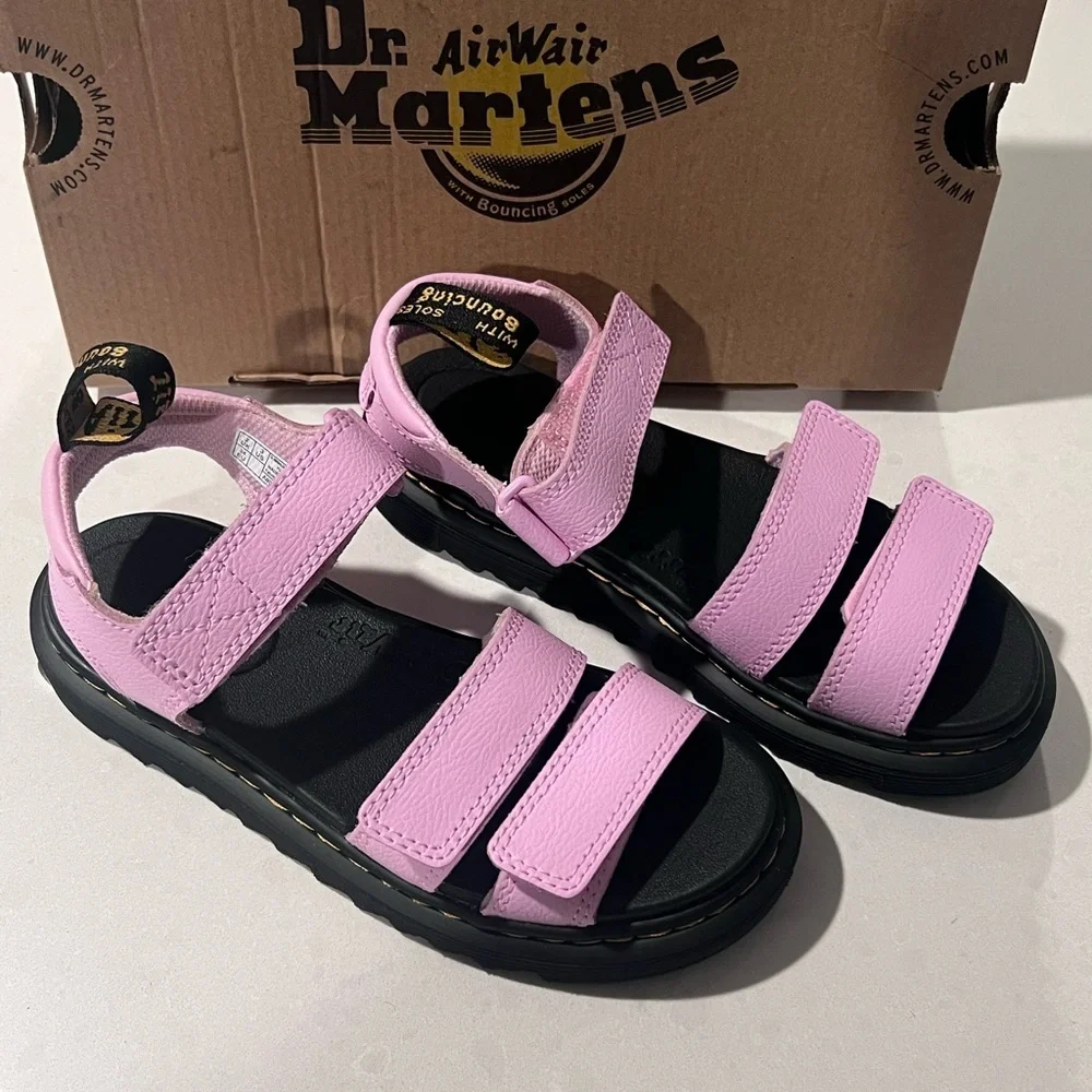 Dr Martens Air Wair Kids Klaire J Leather Sandals‎ Size 2 Pink JY004 NIB